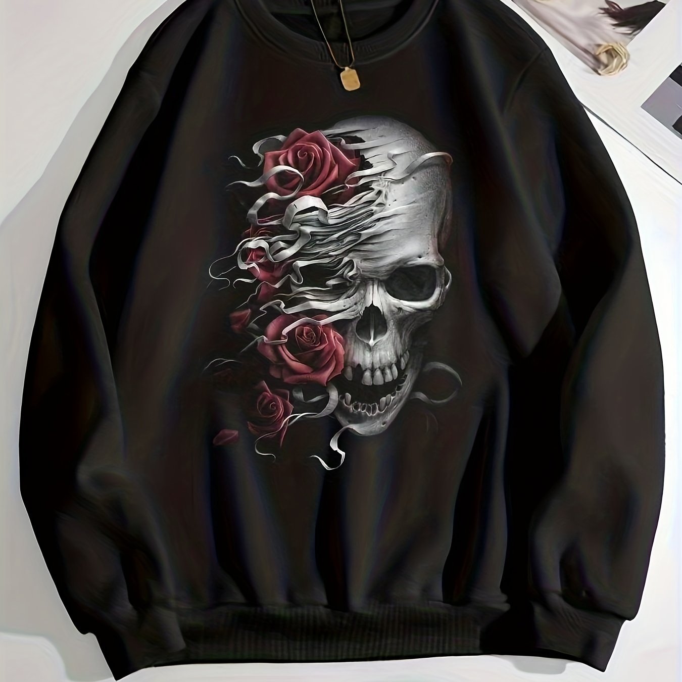 Skull Print Pullover Sweatshirt for Women