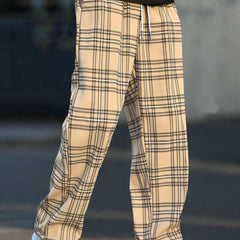 Plaid Pattern Joggers Men's Casual Loose Fit Pants