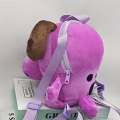 Purple Dog Plush Toy with Backpack Soft Stuffed Animal