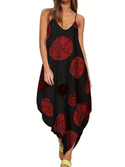 Geometric Print V Neck Harem Jumpsuit