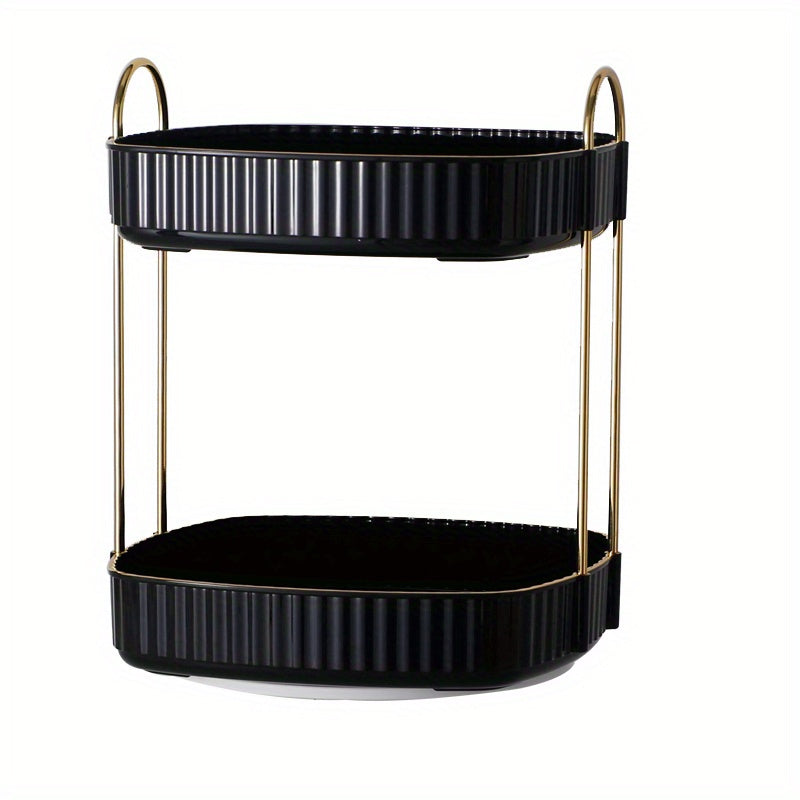 360 Rotating Plated Edge Organizer Cosmetics Storage Tray