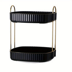 360 Rotating Plated Edge Organizer Cosmetics Storage Tray