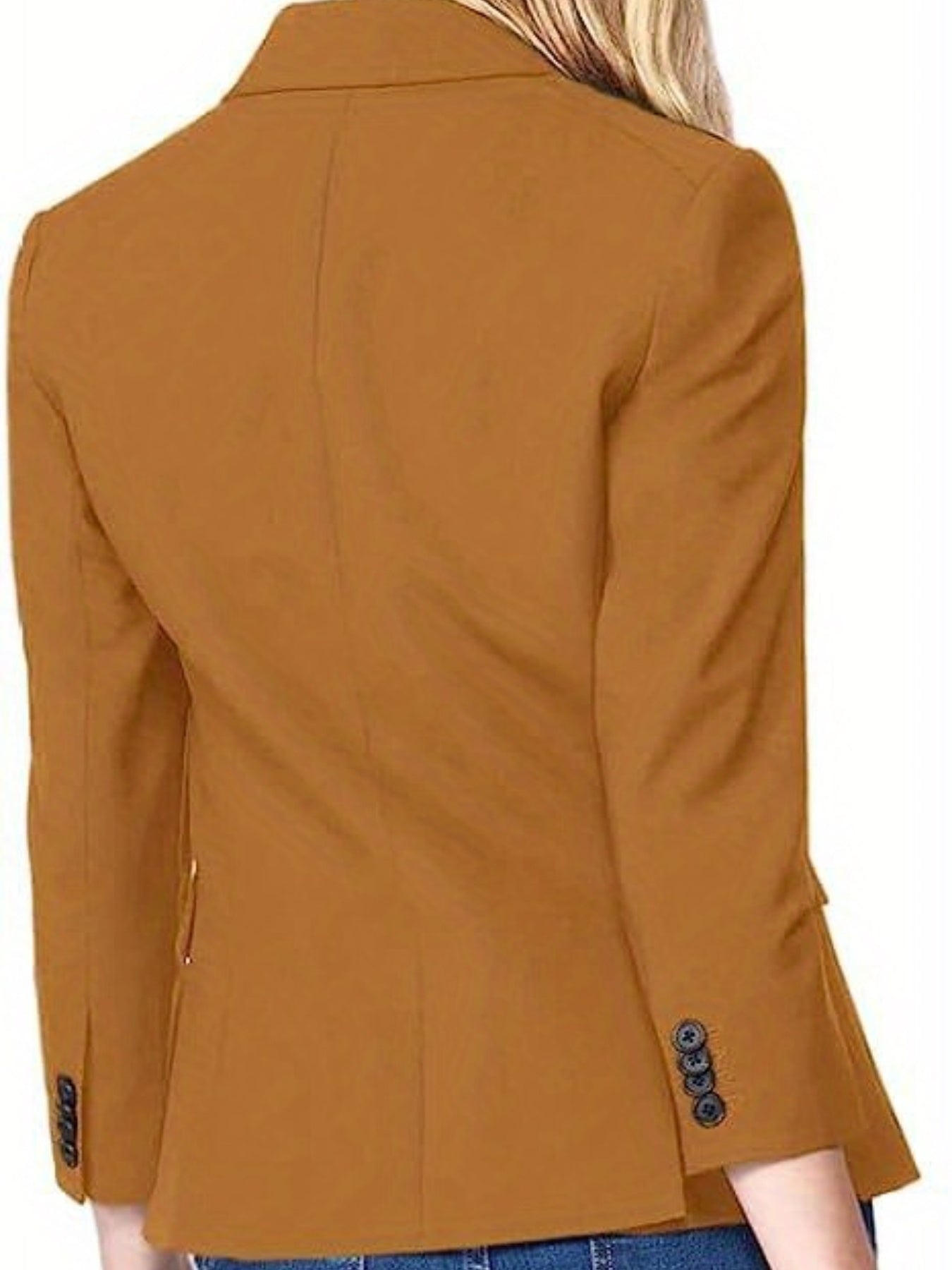 Solid Button Front Blazer Casual Lapel Long Sleeve Women's