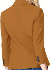 Solid Button Front Blazer Casual Lapel Long Sleeve Women's