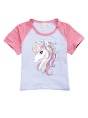 Unicorn Pattern Kid's PJ Set Comfy Loungewear for Summer