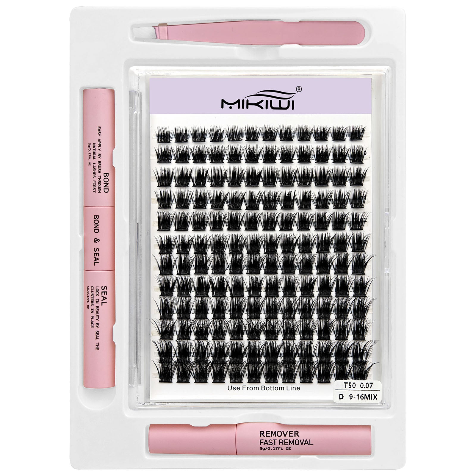 DIY Lash Clusters Kit with Remover 2-in-1 Applicator Faux Mink D Curling