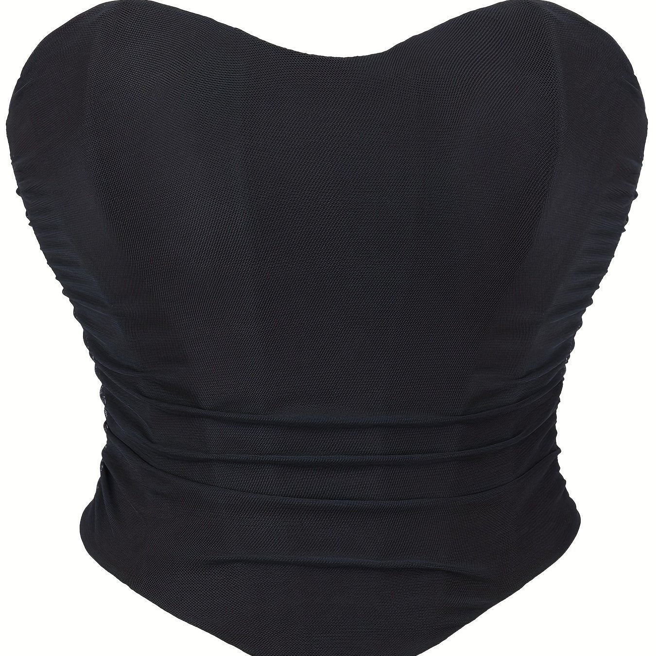 Gothic Mesh Strapless Corset Tummy Control Lace Up Push Up Body Shaper