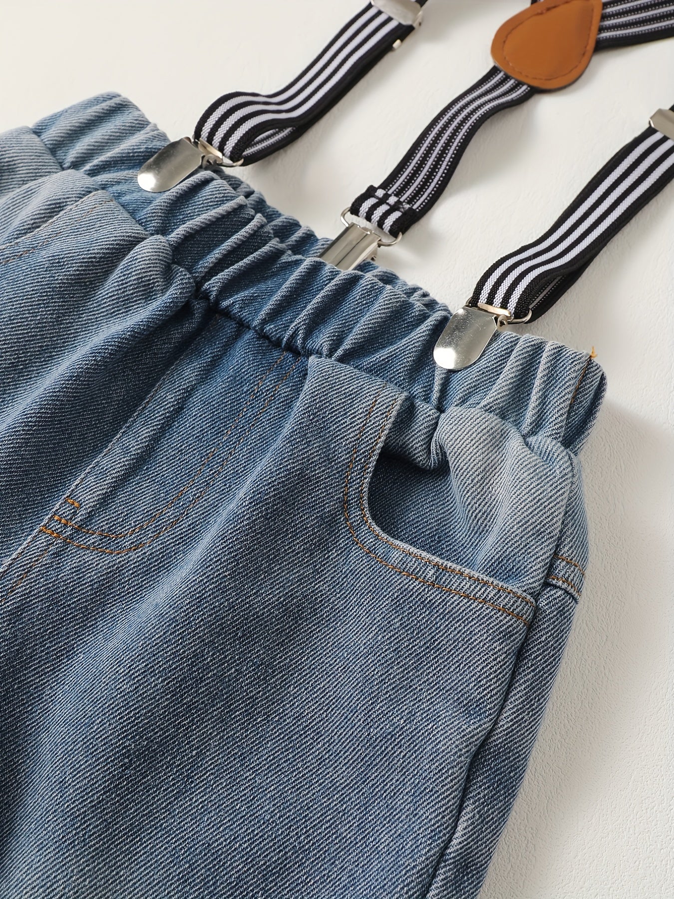 Baby Boys Ripped Denim Suspender Pants Jeans