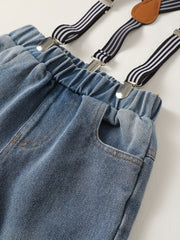 Baby Boys Ripped Denim Suspender Pants Jeans