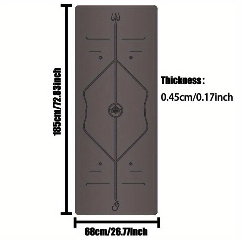 Non-Slip Rubber Yoga Mat with Position Guide Line 72.83x26.77in