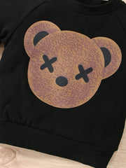 Bear Graphic Baby Boy's 2pcs Sweatshirt & Sweatpants Set for Spring Fall