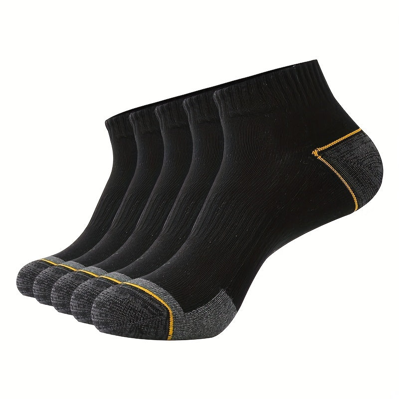 5 Pairs Men's Moisture Wicking Cushioned Socks For Running