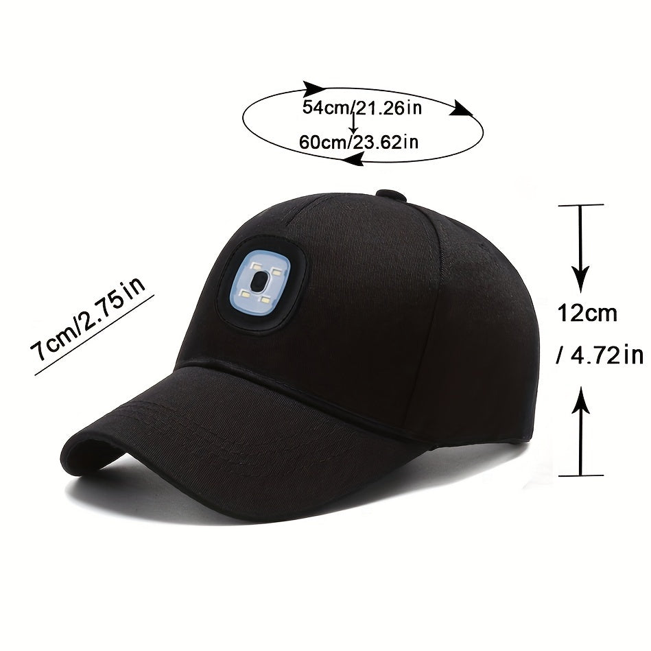 Cotton LED Baseball Cap Rechargeable Headlamp Hat - Night Running