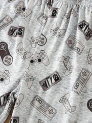 Boys Gamepad Print T Shirt & Shorts Set Summer Clothes