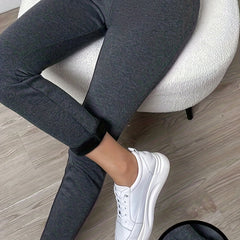 Women's Plus Solid Fleece High Rise Leggings