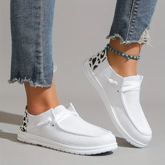 Women's Leopard Print Canvas Slip On Sneakers