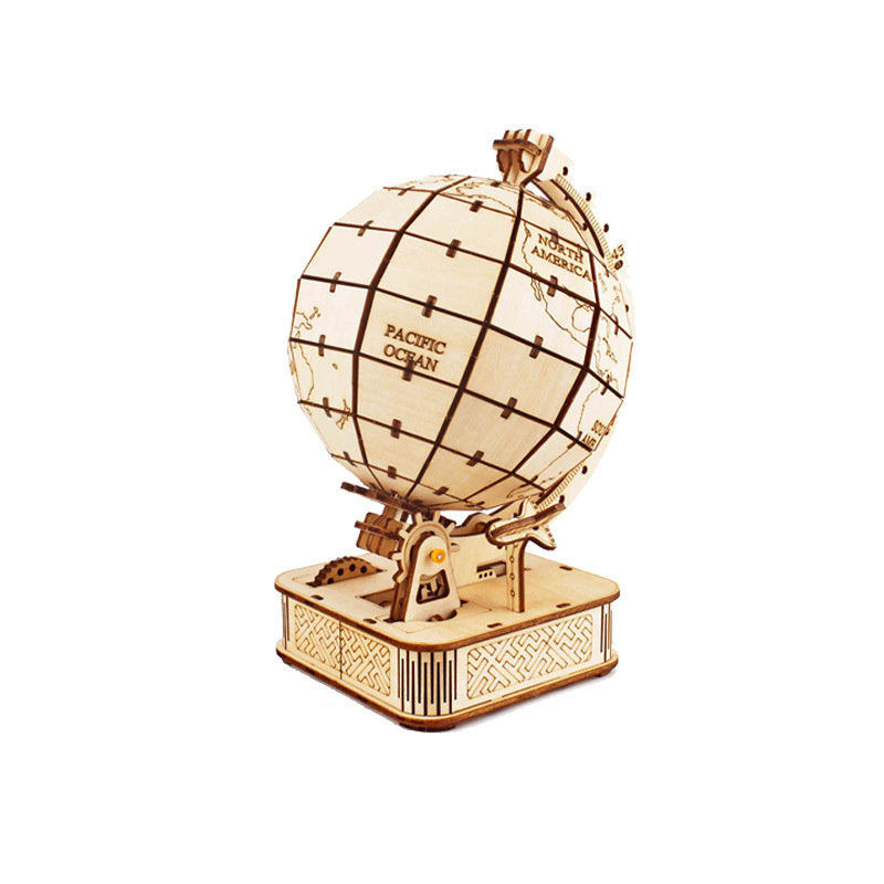 3D Wooden Globe Puzzle Educational World Map Model Desk Decor Craft Gift