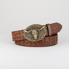 Retro Bull Head Buckle Belt For Men Denim Jeans Casual Daily Accessory