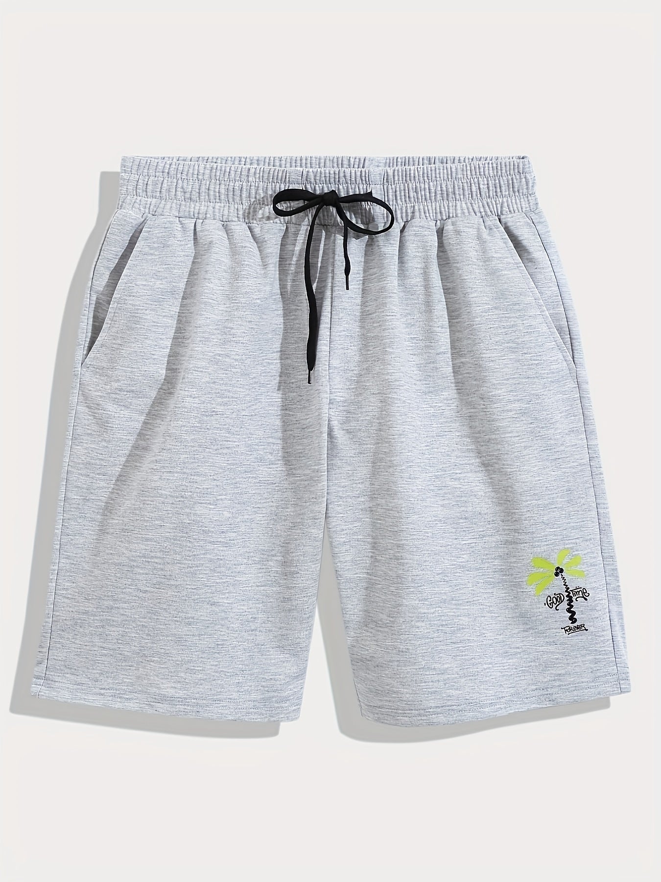 Men's Casual Green Stretch Knitted Cotton Shorts for Summer