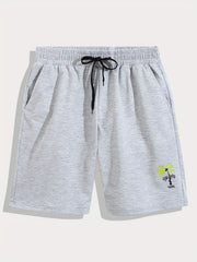 Men's Casual Green Stretch Knitted Cotton Shorts for Summer