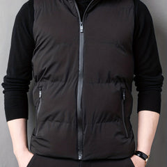 Men's Zip Up Pockets Stand Collar Winter Vest