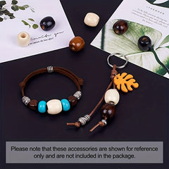 Large Hole Barrel Wooden European Loose Beads 6pc