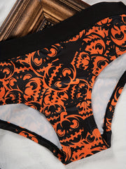 Pumpkin Print Plunge Bra & Panties Set
