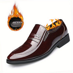 Men's Glossy Slip on Dress Shoes Business Formal Shoes Men's Footwear