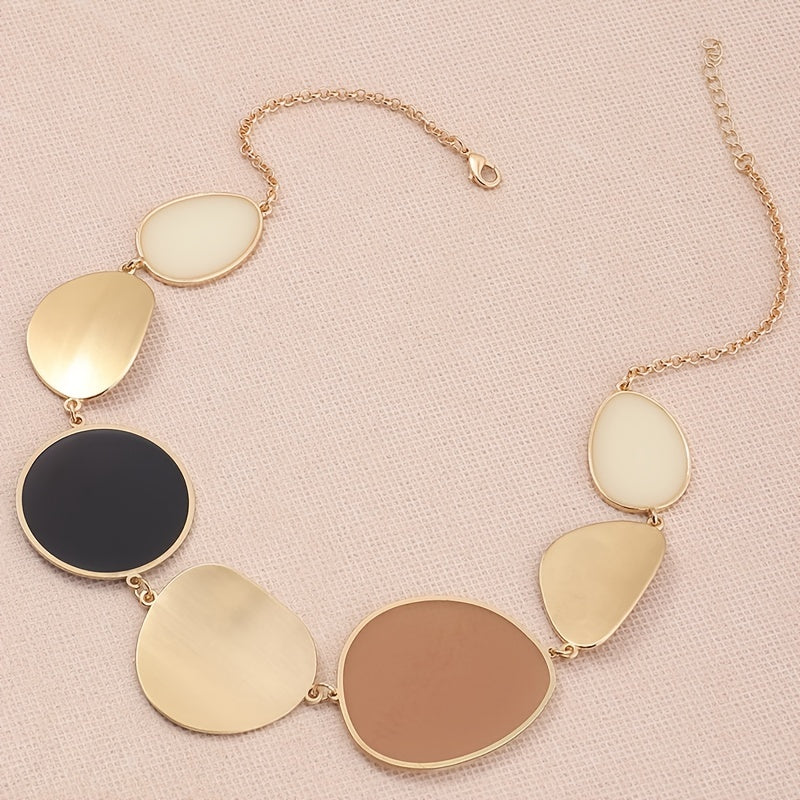Minimalist Asymmetrical Colorblock Necklace Exaggerated Geometric Creativity