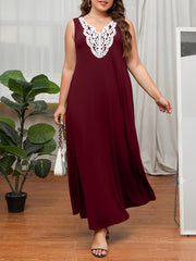 Colorblock Lace Maxi Tank Dress