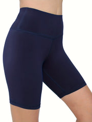 Solid Sports Shorts Elastic Running Fitness Tight Shorts Women's Activewear