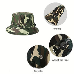 Camouflage Print Bucket Hat Reversible Lightweight Sun Hat