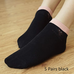 5 Pairs Kitty Ankle Socks Mixed Pack Women's Stockings