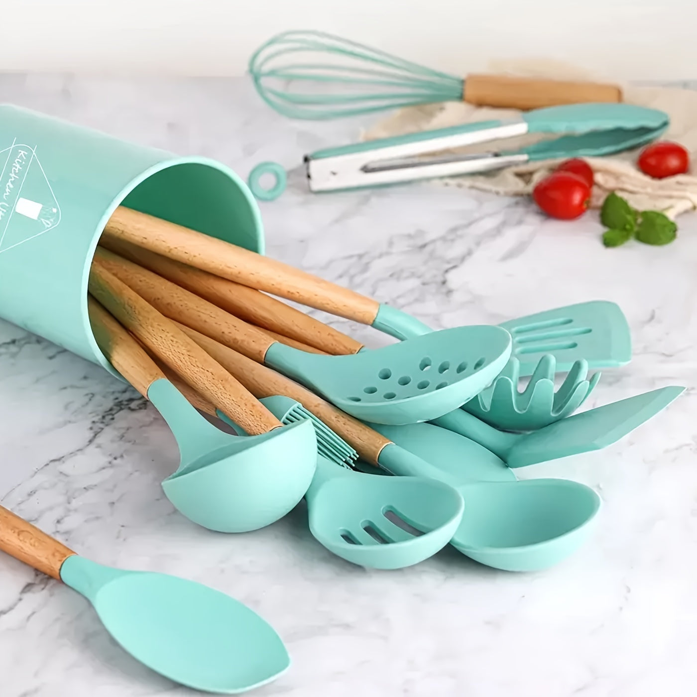 23pcs Cooking Utensils Set Silicone Cooking Tools in Colorful Storage Co