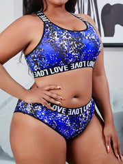 Women's Plus Leopard Print Criss Cross Bra & Panty Set