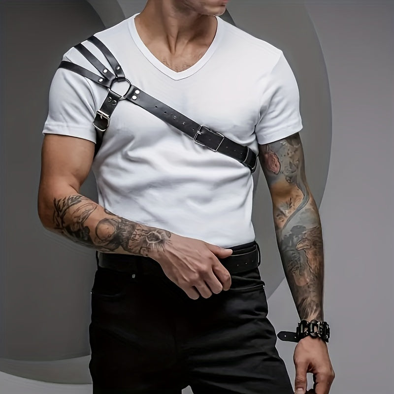 Men's Leather Shoulder Strap PU Leather Suspenders