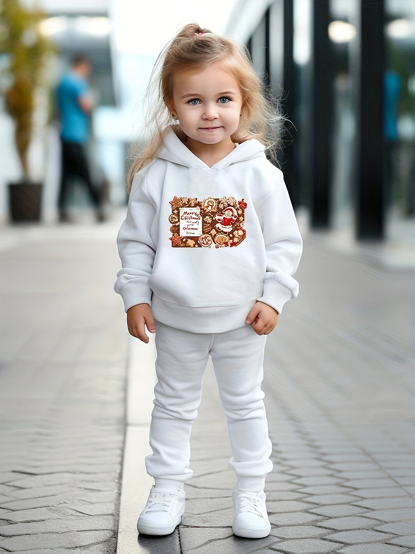 Girls 2pc Cartoon Hooded Sweatshirt and Sweatpants Set