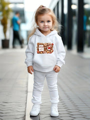 Girls 2pc Cartoon Hooded Sweatshirt and Sweatpants Set