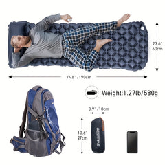 Ultralight Inflatable Sleeping Mat with Built-In Pillow for Outdoor Travel