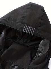 Men's Block Hooded Jacket Zip Up Windbreaker for Outdoor