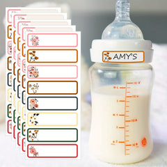 Girly Floral Baby Bottle Labels Waterproof 6 Sheets