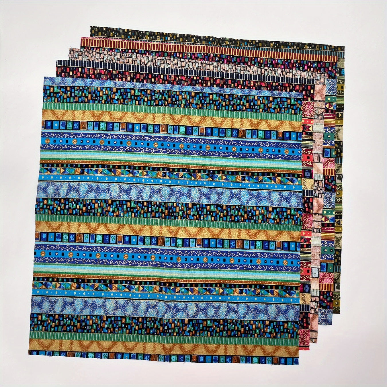 5pcs Ethnic Striped Bronzing Fabric Set DIY Patchwork Tablecloth Decoration