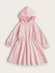 Toddler Girls' Zip Front Hooded Sweatshirt Dress