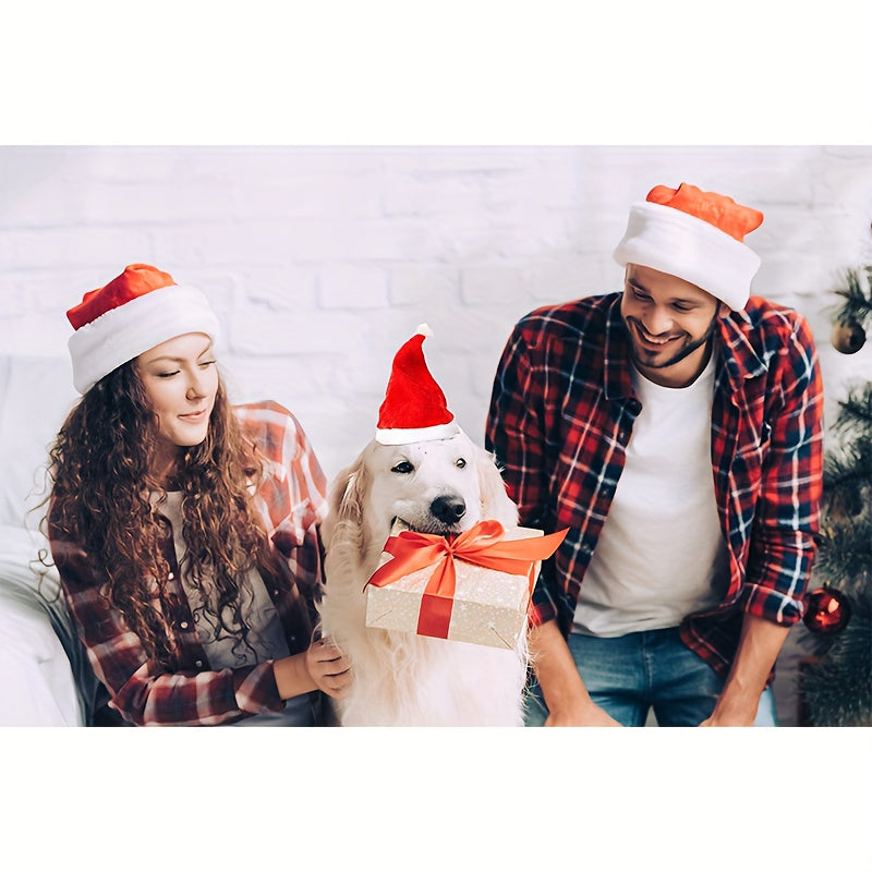 Pet Christmas Hat Red Plush Pet Cap Clothes