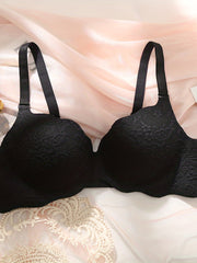 Jacquard Push Up Bra with Scallop Trim