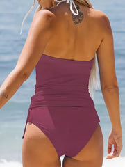 Colorblock Floral Print Tankini Set