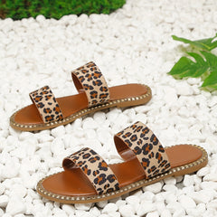 Leopard Print Double Band Outdoor Sports Sandals