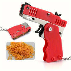 Mini Metal Rubber Band Launcher Toy with Keychain