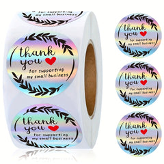 500 Rainbow Thank You Stickers Holographic Labels