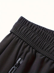 Men's Quick Drying Solid Casual Zipper Pocket Trousers